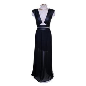 Evening Long Dress Formal Wear Faux Leather Size S NWT‎ Symphony